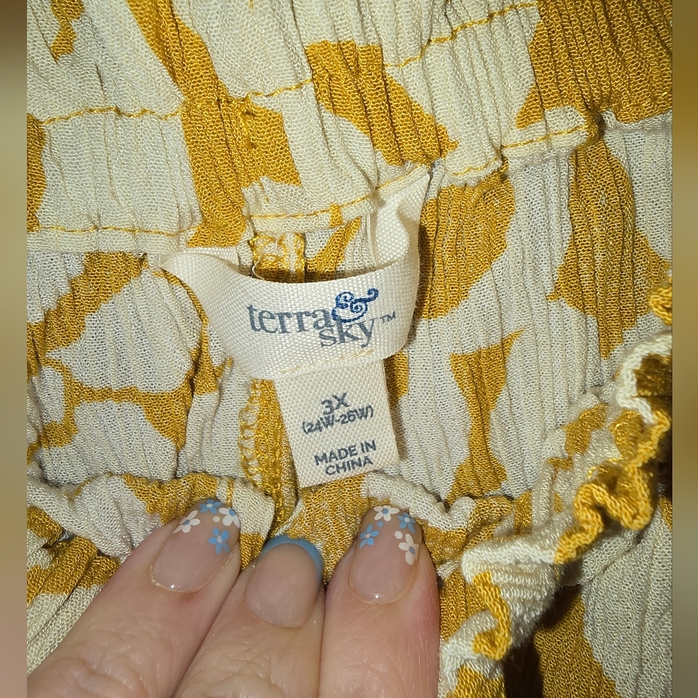 Terra & Sky Mustard and Cream Blouse - Picture 2 of 2